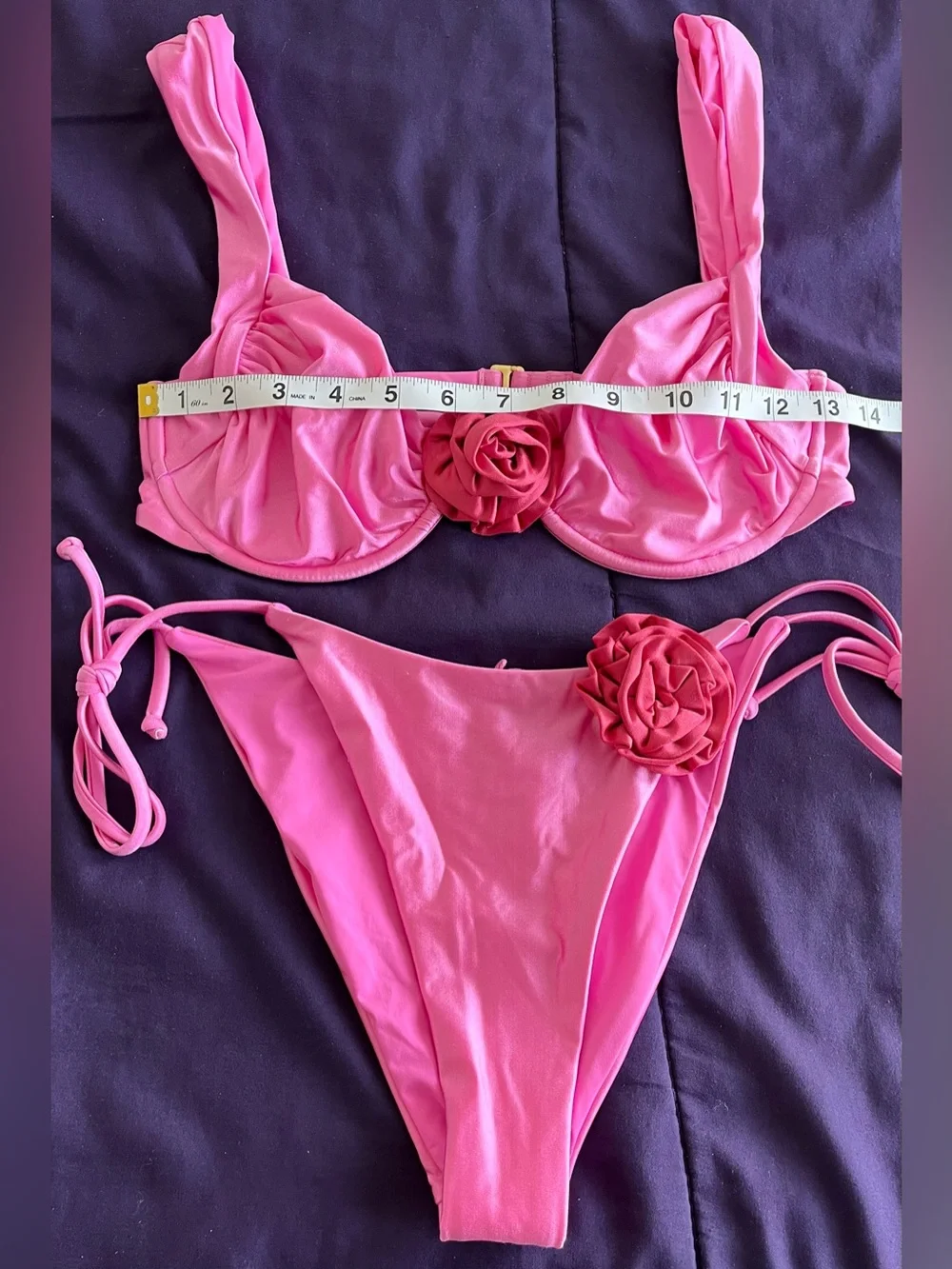 L*Space Bikini Set Stella Top & Lennox Bottom Large Pink Barbiecore Resortwear